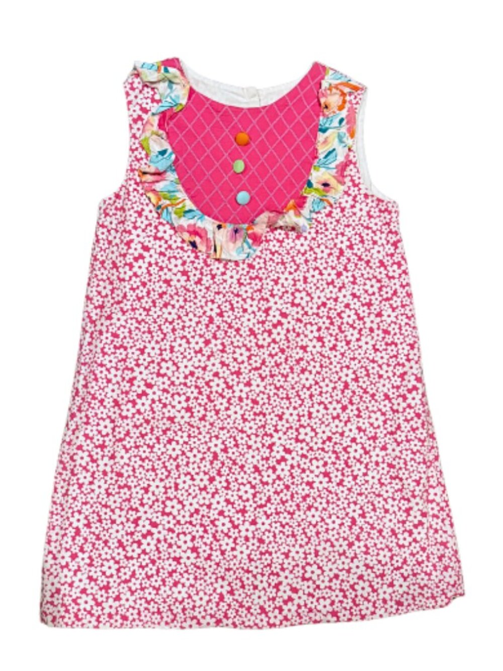 Mulberry St. Pink Floral Ruffle Yoke Boutique Dress